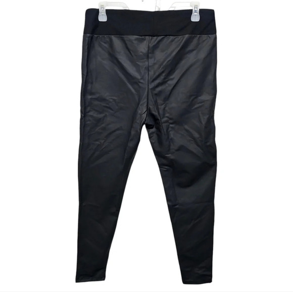River Island High Rise Button Front Faux-Leather Leggings Black Size US 10 - Picture 9 of 9